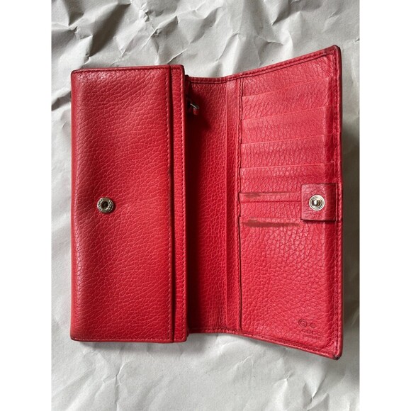 Gucci Wallet Bifold Long Leather Women’s One Size Red Authentic Designer Vintage - Picture 6 of 16